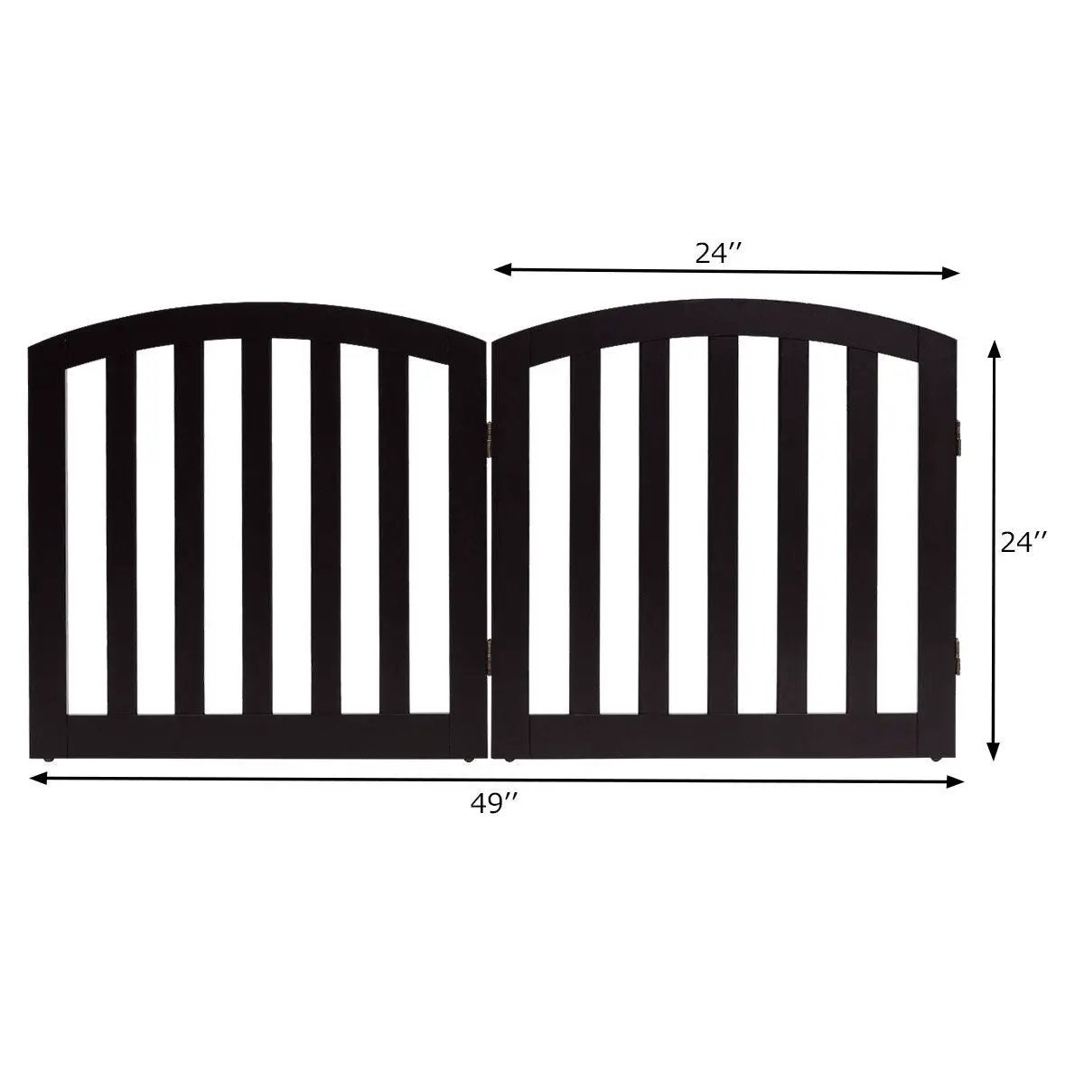 24 Inch 2 Panel Configurable Folding Free Standing Wooden Pet Safety Fence with Arched Top-Brown by DirectDeals