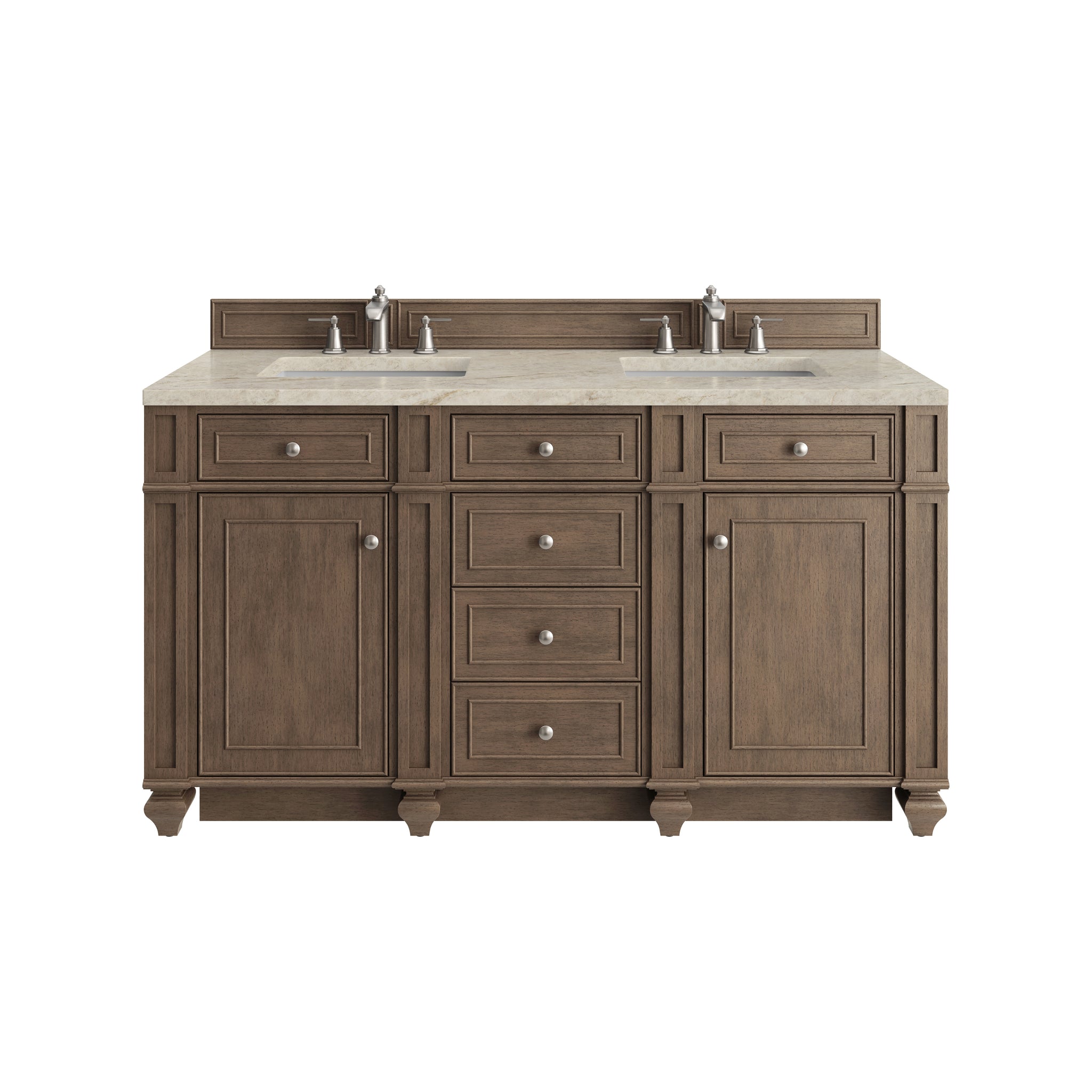 James Martin Bristol 60" Double Bathroom Vanity, Whitewashed Walnut by James Martin