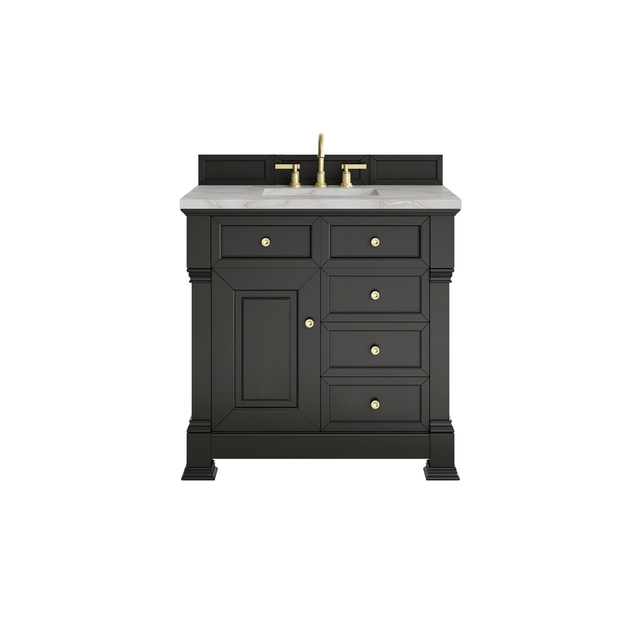 James Martin Brookfield 36" Single Bathroom Vanity, Black Onyx with Victorian Silver countertop
