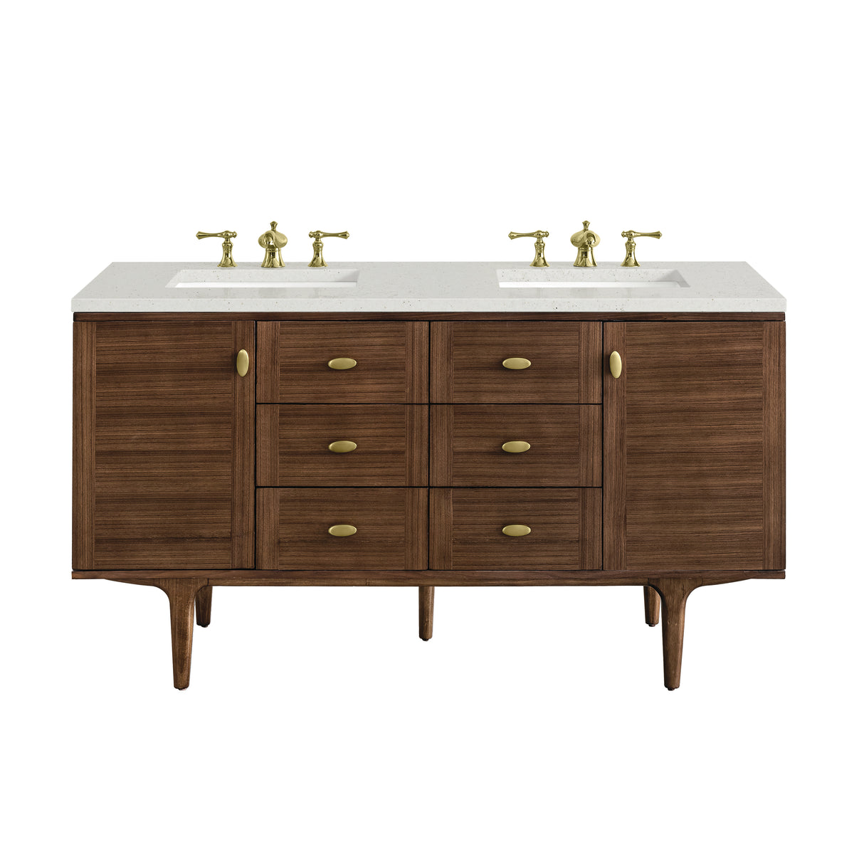 James Martin Amberly 60" Dual Mount Double Bathroom Vanity, Mid-Century Walnut, view 32