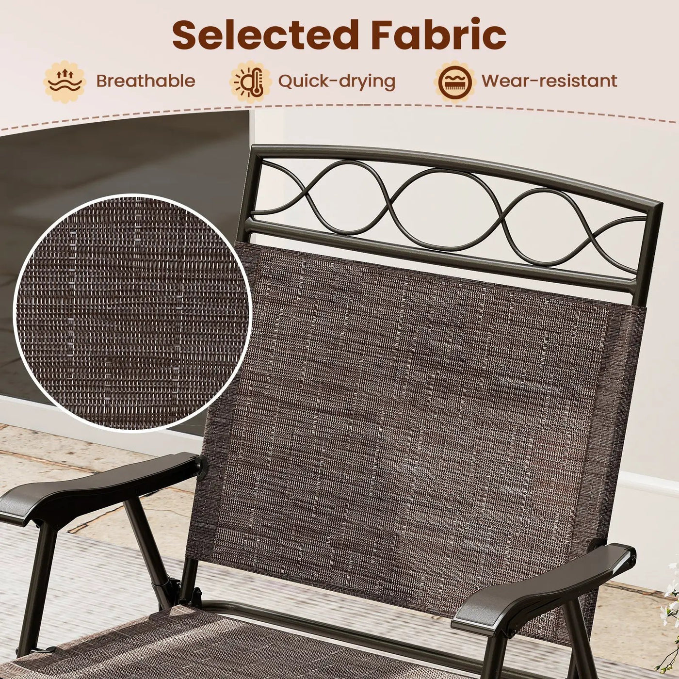 Set of 4 Patio Folding Chairs Set Dining Chairs with Armrests by DirectDeals