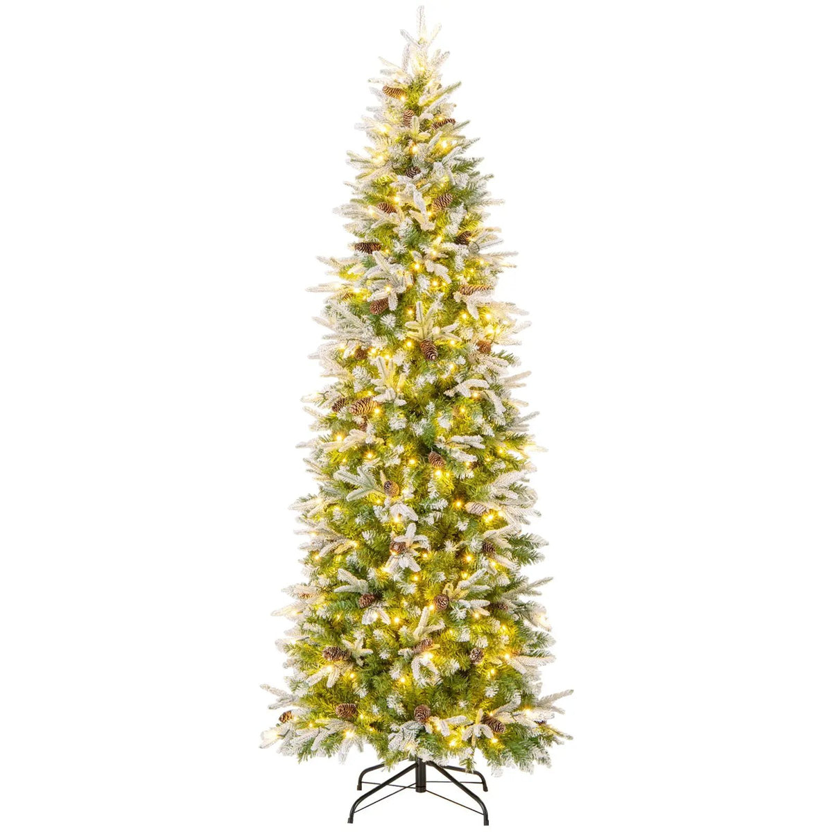 6/7.5/9 Feet Pre-Lit Artificial Christmas Tree Snow Flocked Hinged by DirectDeals