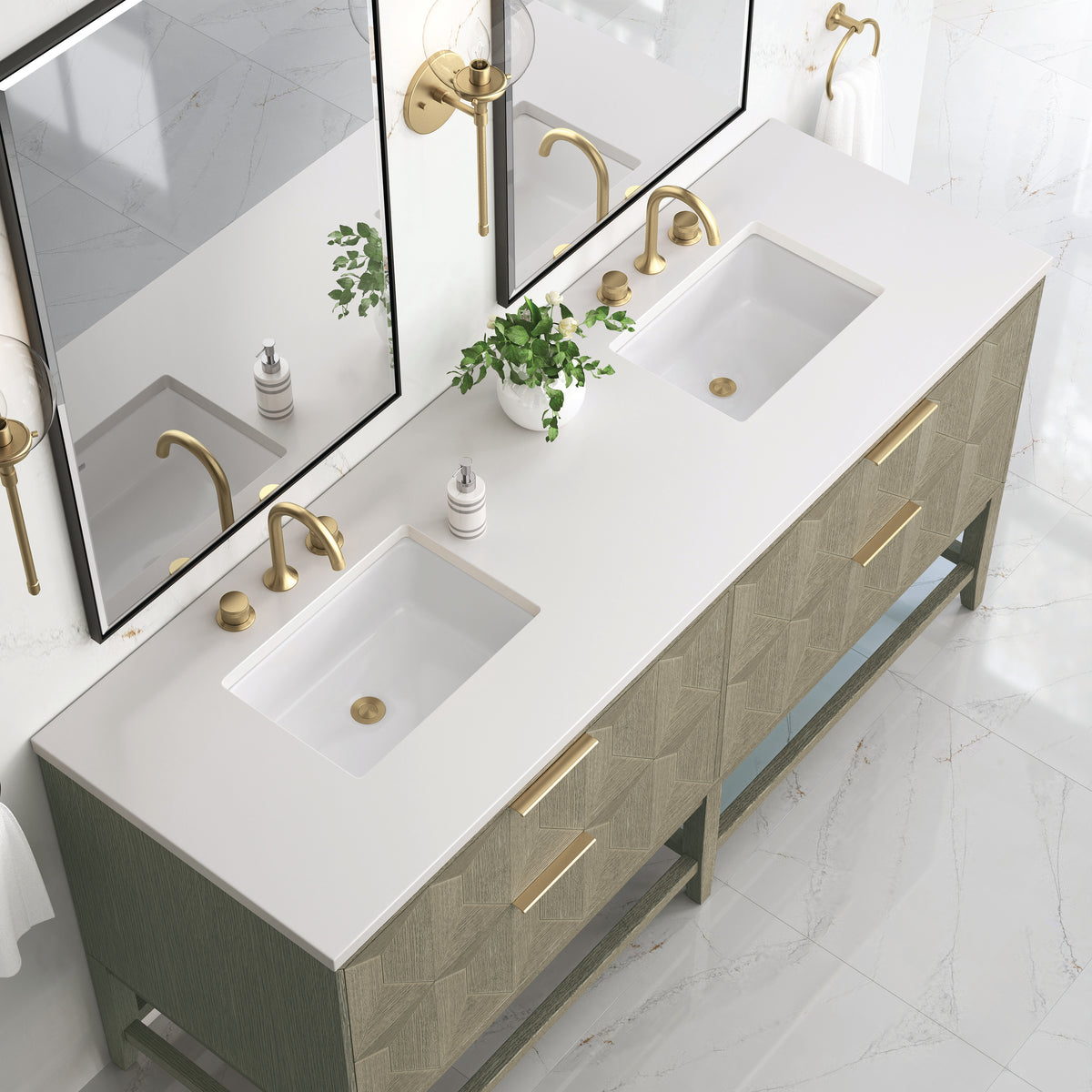 James Martin Emmeline 72" Double Bathroom Vanity, Pebble Oak, view 37
