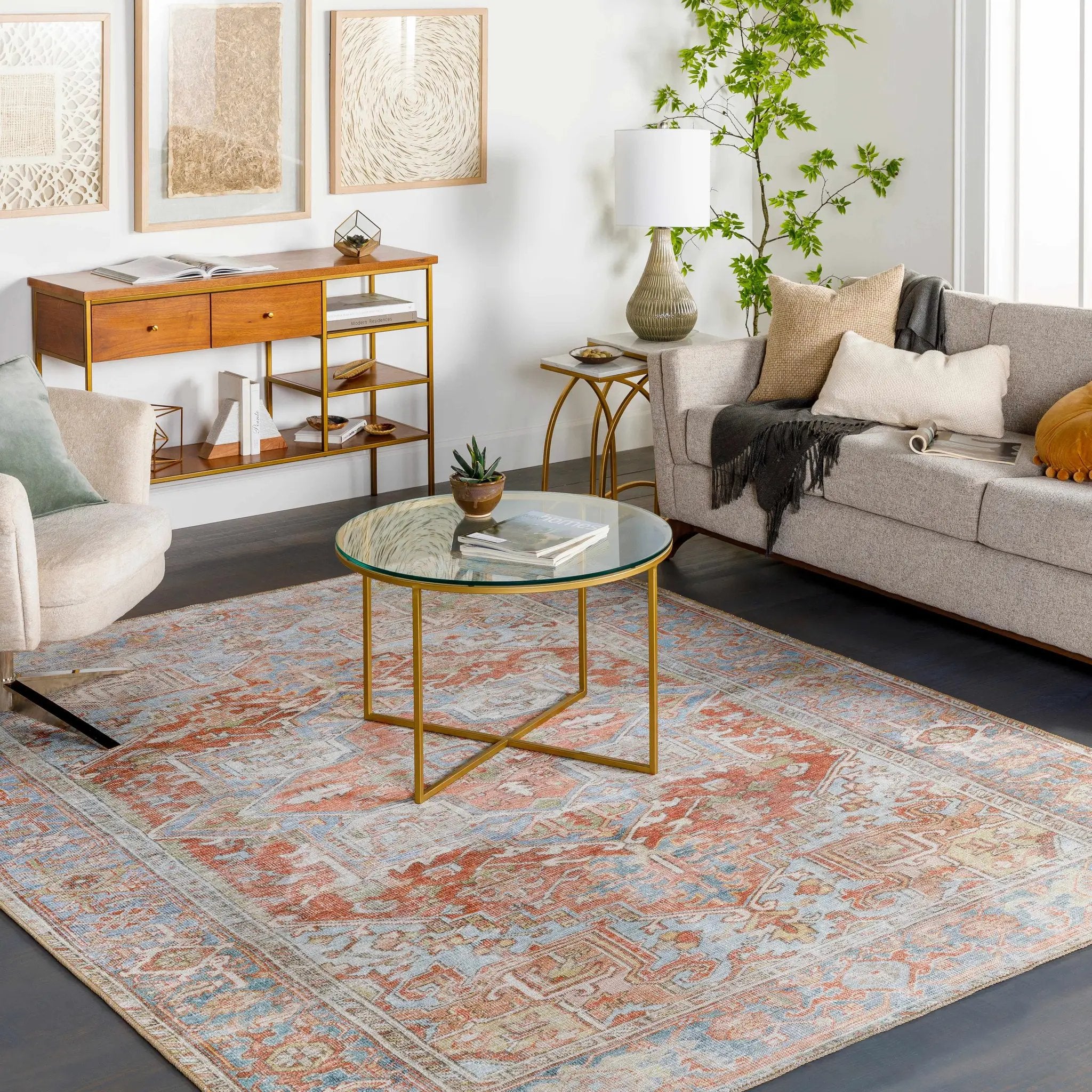 Rust Maayon Washable Rug by Boutique Rugs