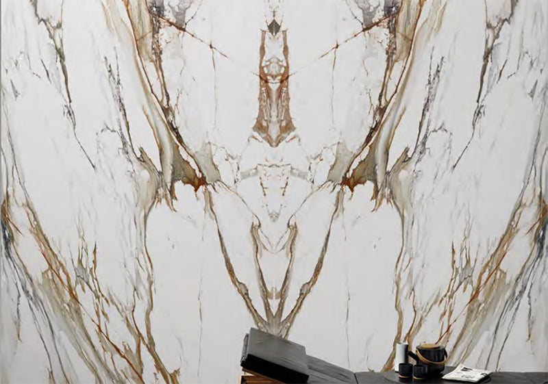 Macchia Vecchia A Lappato Lucido Porcelain Slab 64x128 room scene