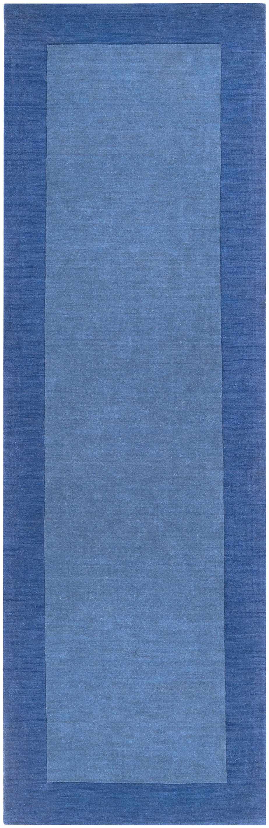 Macedon Blue Bordered Wool Rug by Boutique Rugs