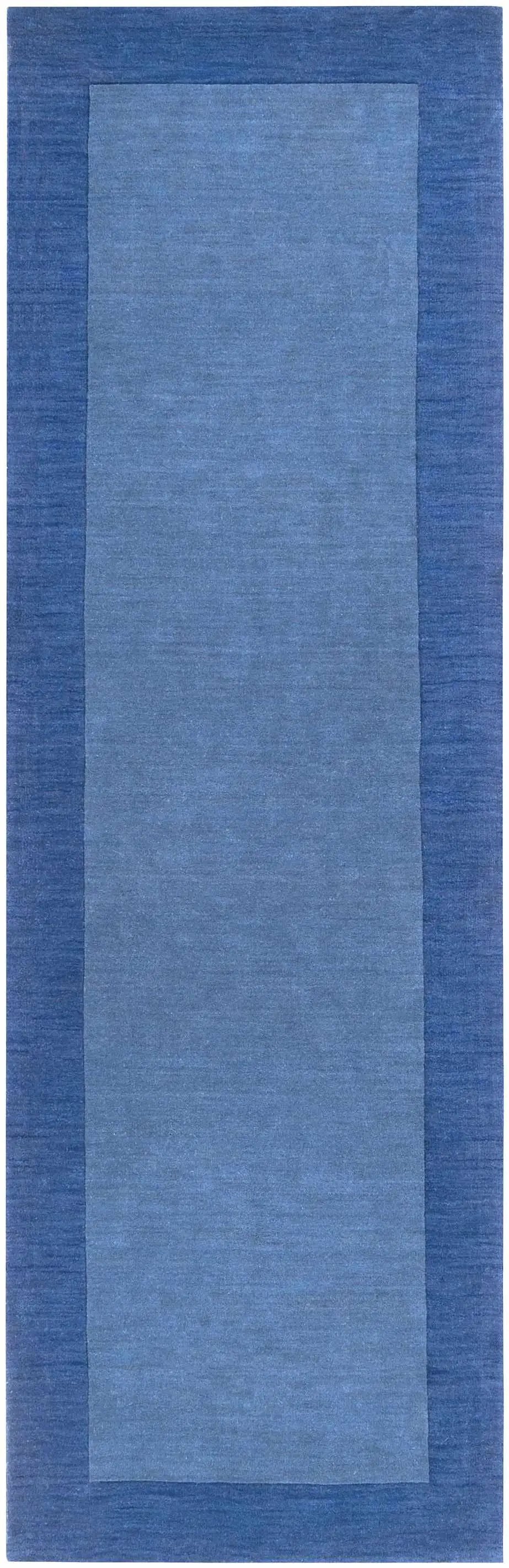 Macedon Blue Bordered Wool Rug by Boutique Rugs