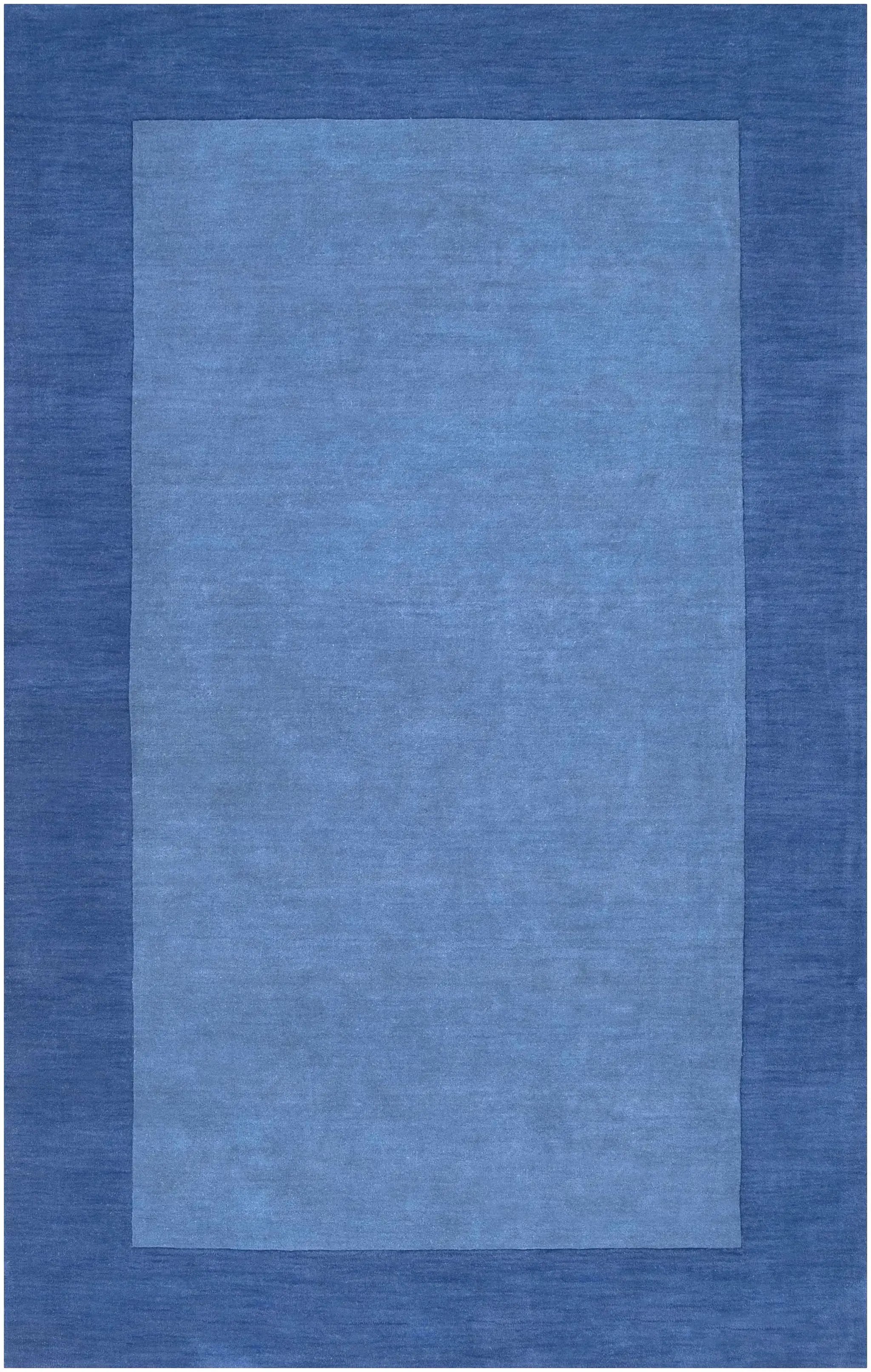 Macedon Blue Bordered Wool Rug by Boutique Rugs