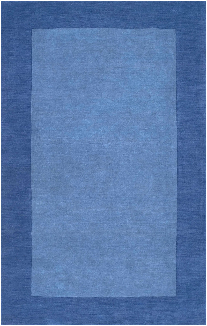 Macedon Blue Bordered Wool Rug by Boutique Rugs
