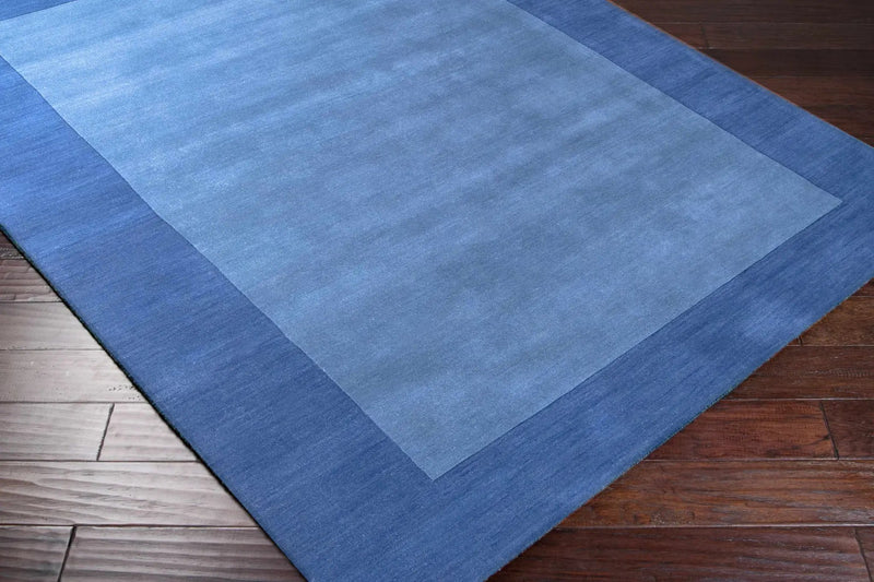Macedon Blue Bordered Wool Rug by Boutique Rugs