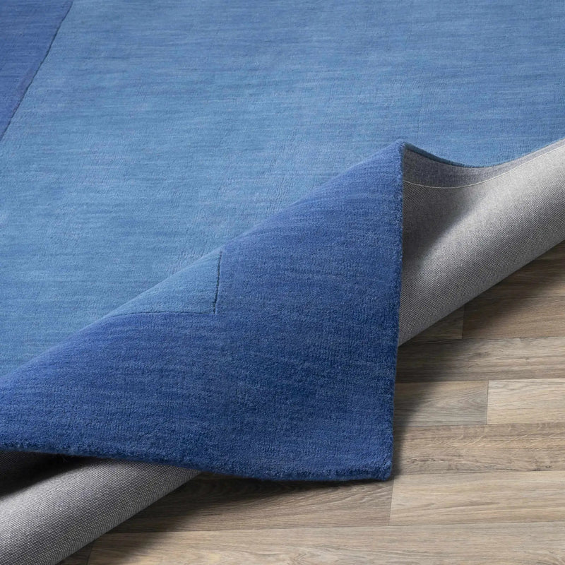 Macedon Blue Bordered Wool Rug by Boutique Rugs