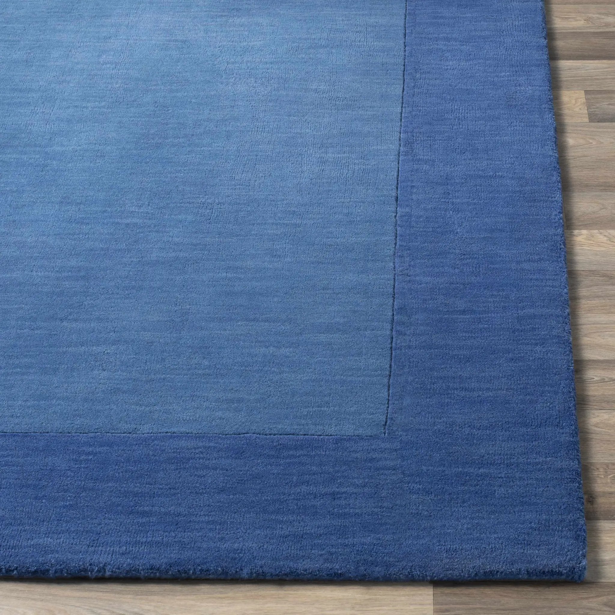 Macedon Blue Bordered Wool Rug by Boutique Rugs