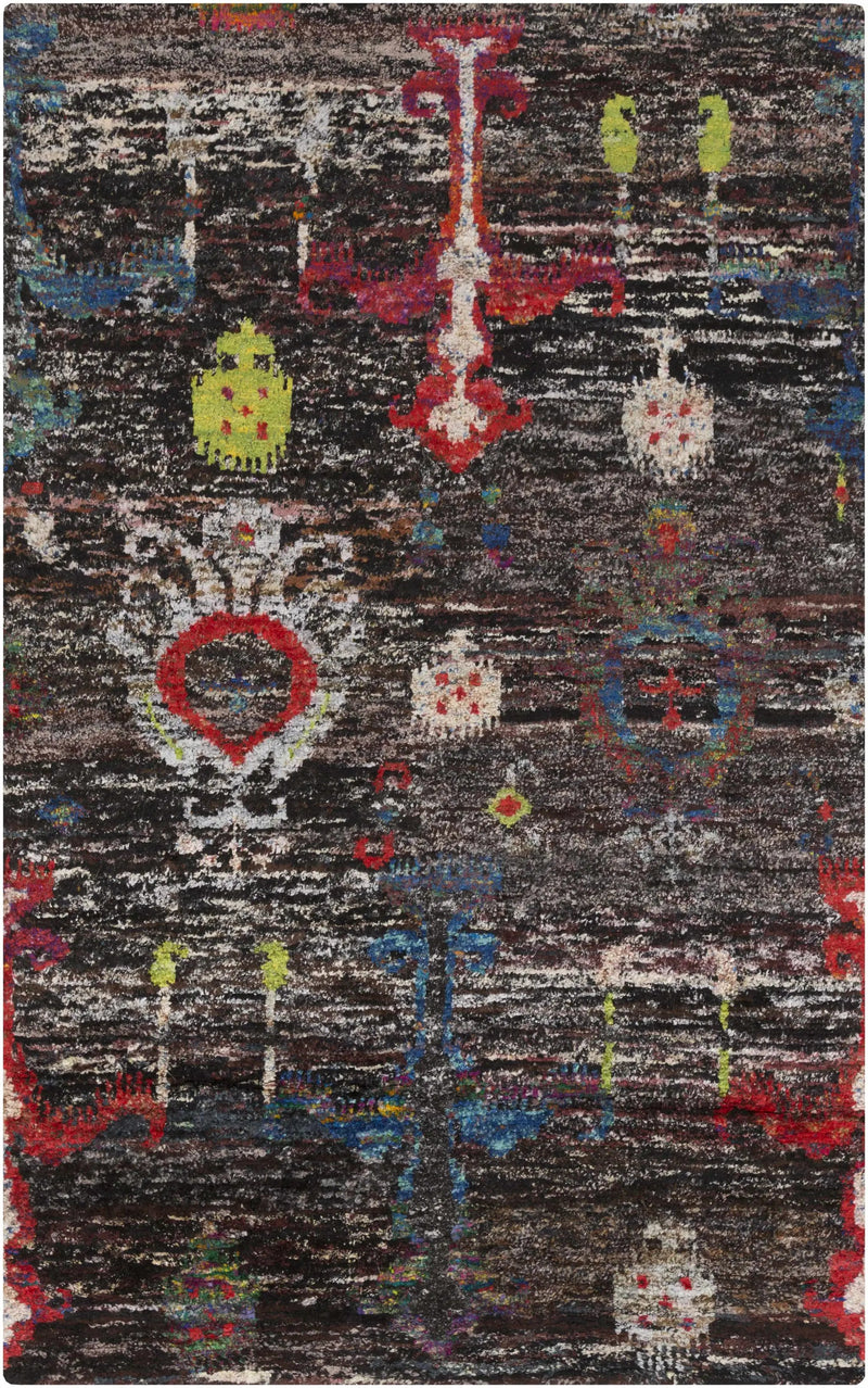 Macy 5x8 Handmade Black Silk Carpet - Clearance by Boutique Rugs
