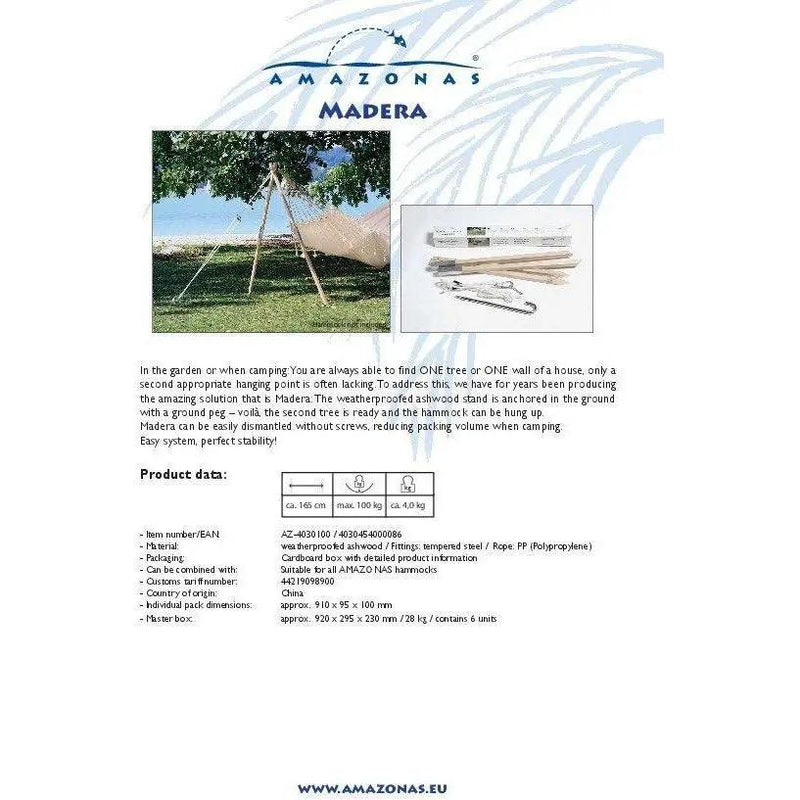 Amazonas Madera Wooden Post Hammock Stand by Outdoor-USA®