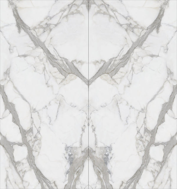 Maestro Bernini Classico Polished Marble Look Porcelain Slab 60x120 6mm, several pieces laid together