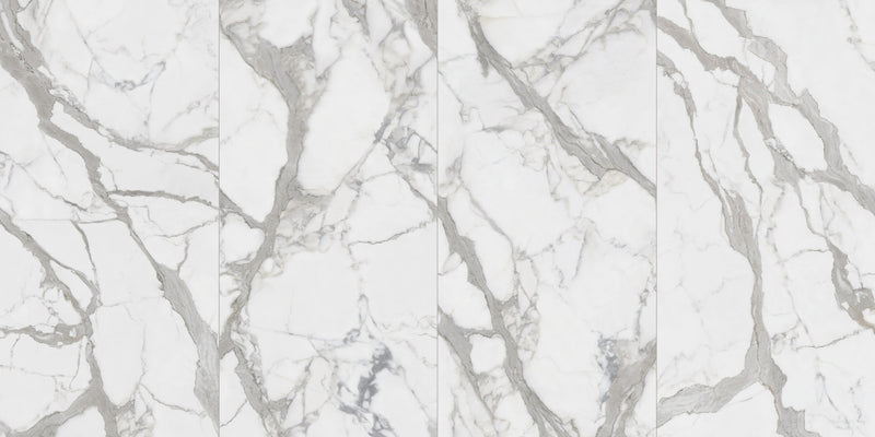 Maestro Bernini Classico Polished Marble Look Porcelain Slab 60x126 12mm Bookmatch A shown as a bookmatched pair