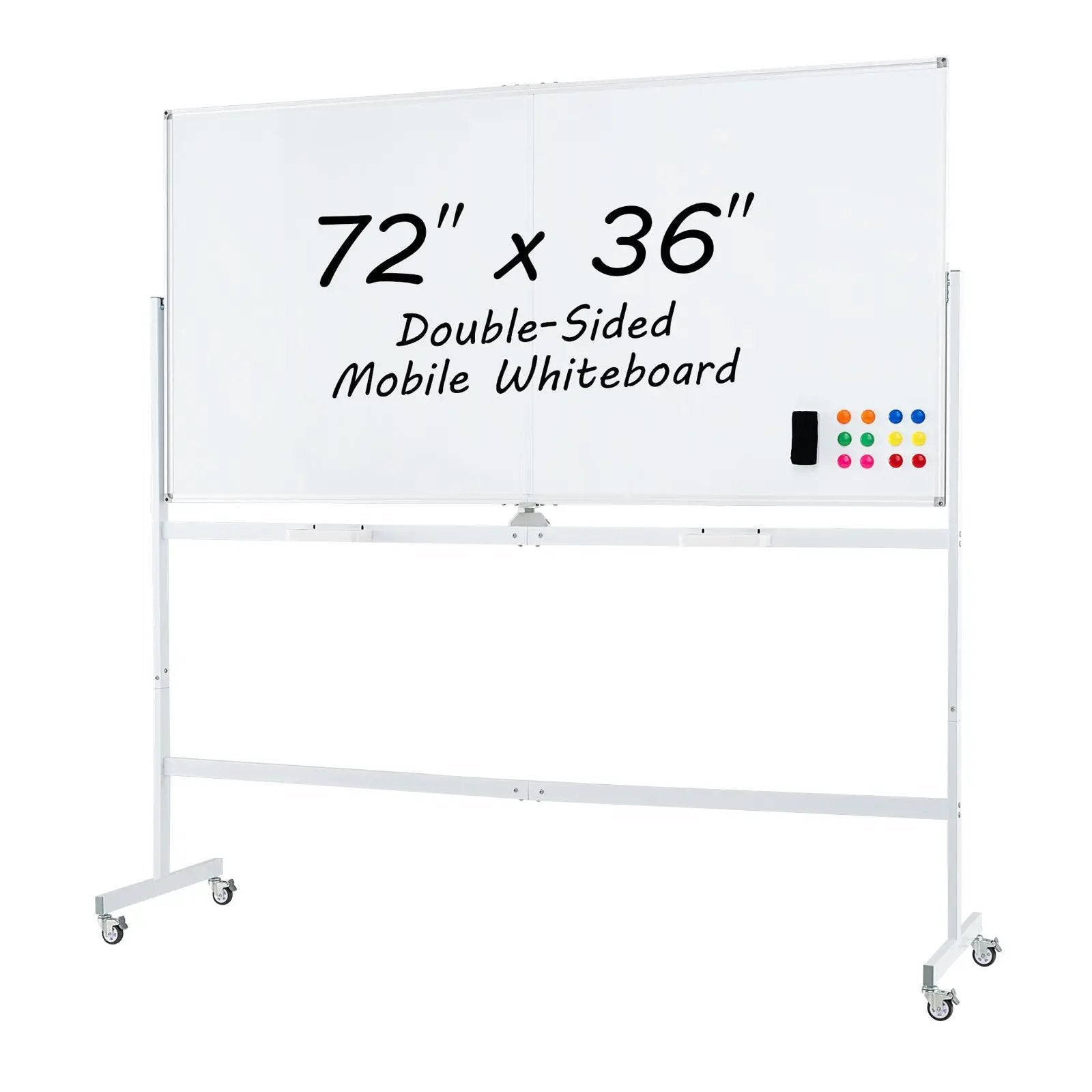 Rolling Double-Sided Magnetic Whiteboard on Wheels with Stand and Aluminum Alloy Frame by DirectDeals
