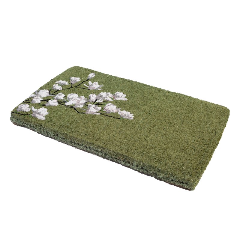 Magnolia Branch - Green Coir Doormat by Fab Habitat