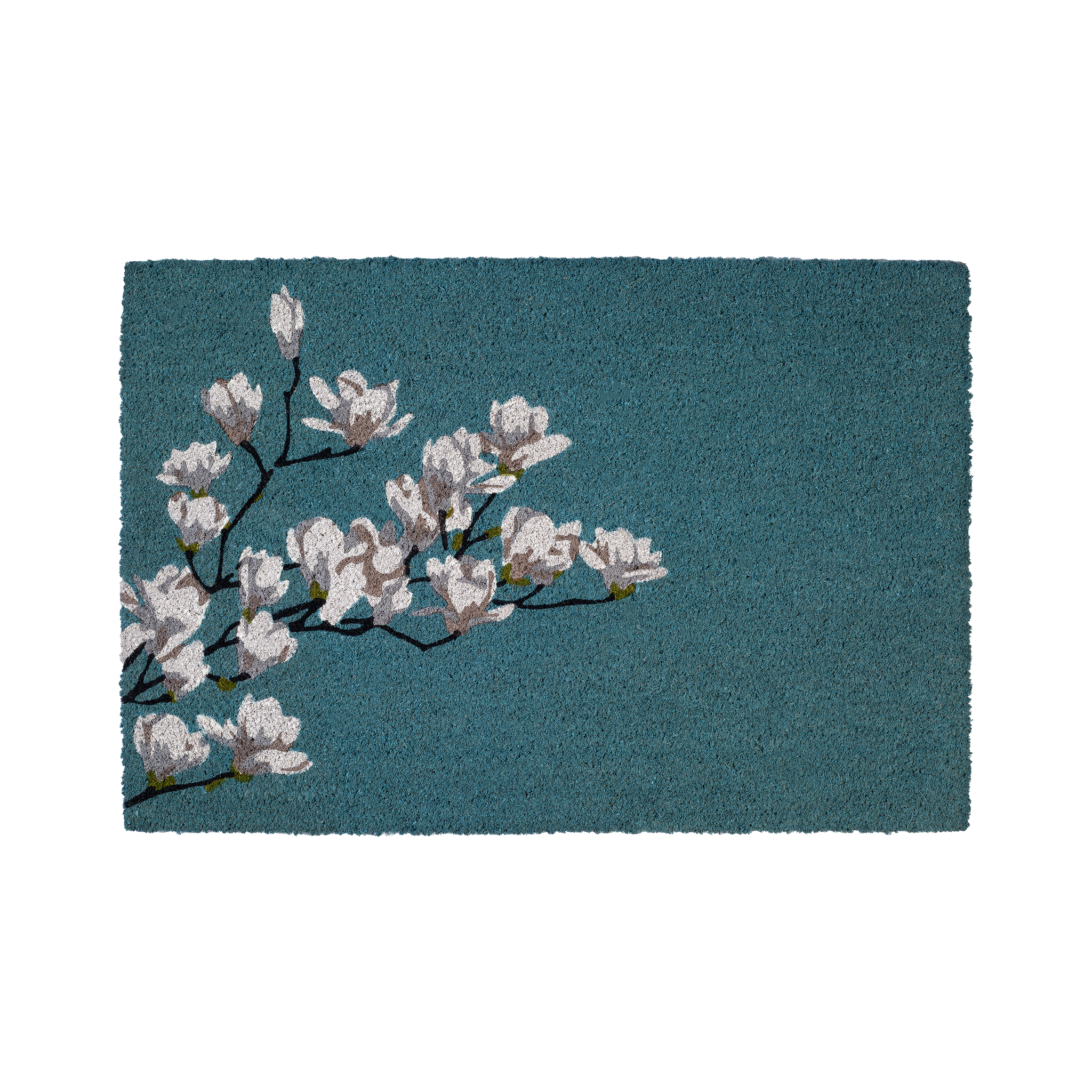 Magnolia Branch - Blue Coir Doormat by Fab Habitat