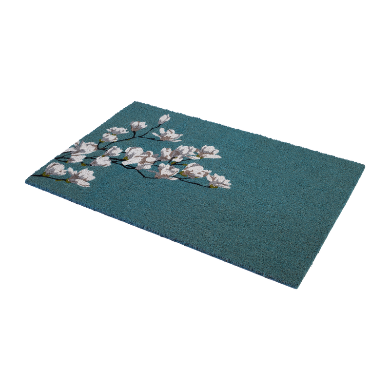 Magnolia Branch - Blue Coir Doormat by Fab Habitat
