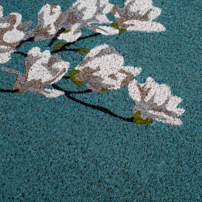 Magnolia Branch - Blue Coir Doormat by Fab Habitat