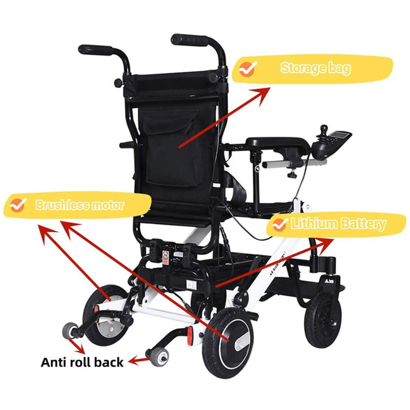 Maidesite 17.5-Inch 500W Wide Seat Lightweight Electric Folding Wheelchair (SAK33689) by SAKSBY WHOLESALE