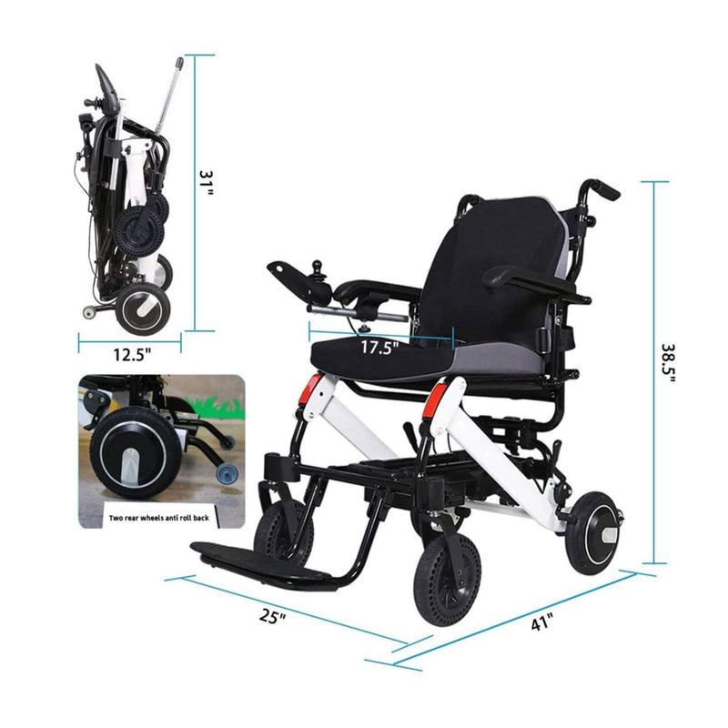 Maidesite 17.5-Inch 500W Wide Seat Lightweight Electric Folding Wheelchair (SAK33689) by SAKSBY WHOLESALE