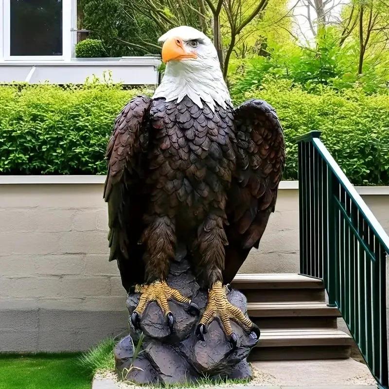 Majestic 24 Inch Bald Eagle Garden Statue for Porch and Outdoor Decor by House Of Avana