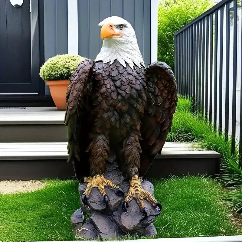 Majestic 24 Inch Bald Eagle Garden Statue for Porch and Outdoor Decor by House Of Avana