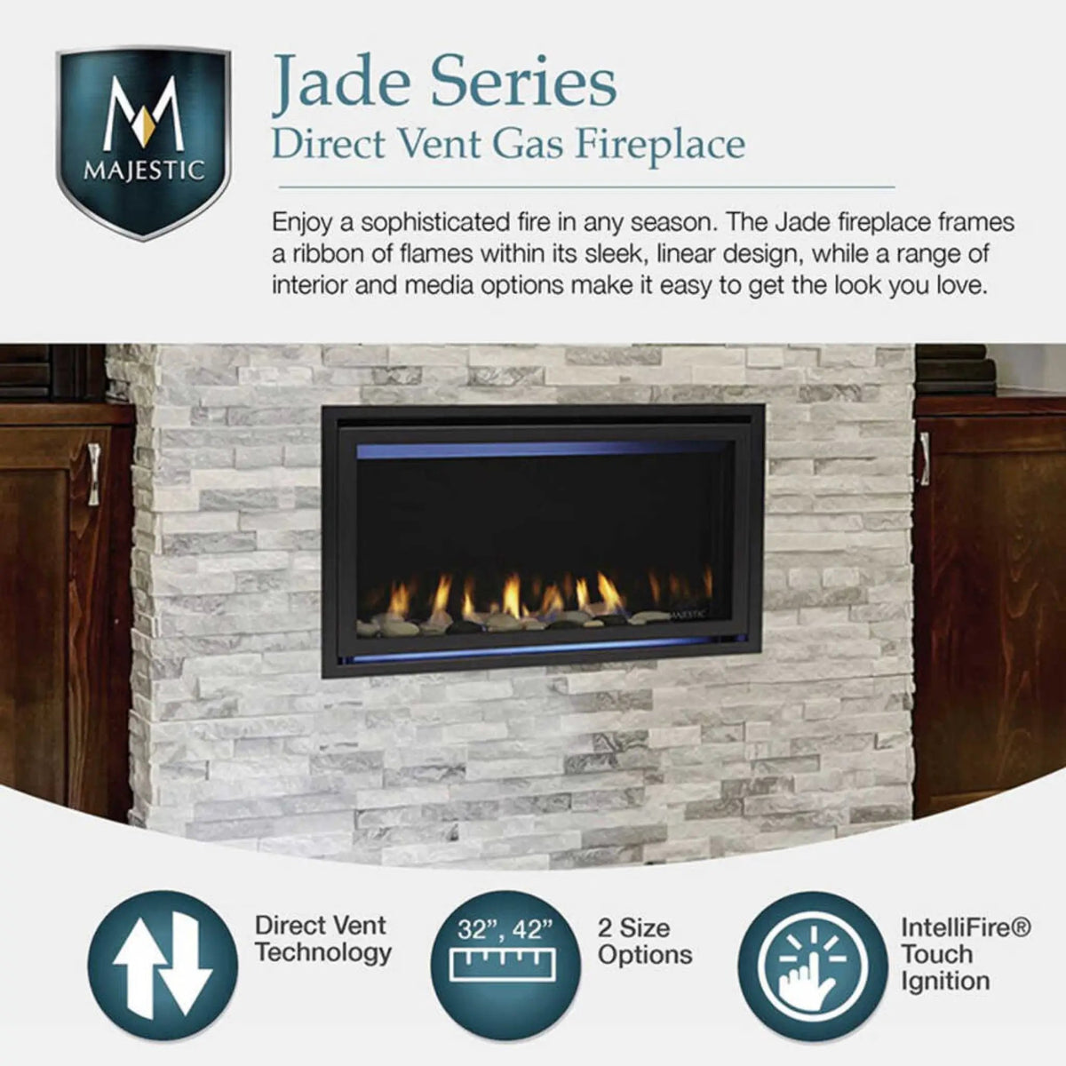 Majestic Jade 42-Inch Direct Vent Fireplace [JADE42IL/IN-B] (SAK15926) by SAKSBY WHOLESALE