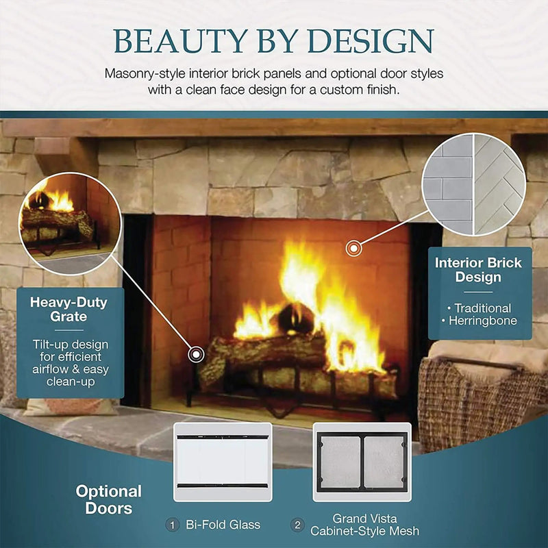 Majestic Biltmore 36-Inch Herringbone Pattern Open Wood-Burning Fireplace [SB60HB] (SAK62147) by SAKSBY WHOLESALE