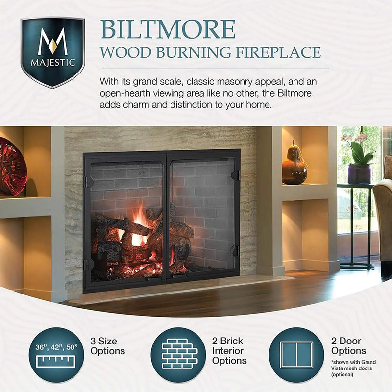Majestic Biltmore Radiant 36-Inch Open Wood Burning Fireplace [SB60] (SAK13487) by SAKSBY WHOLESALE