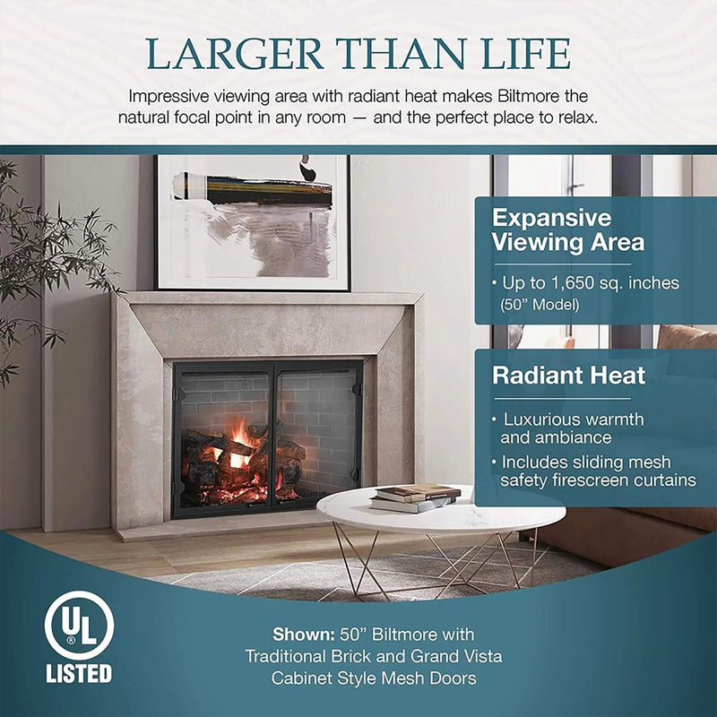 Majestic Biltmore 42-Inch Herringbone Pattern Open Wood Burning Fireplace [SB80HB] (SAK62149) by SAKSBY WHOLESALE