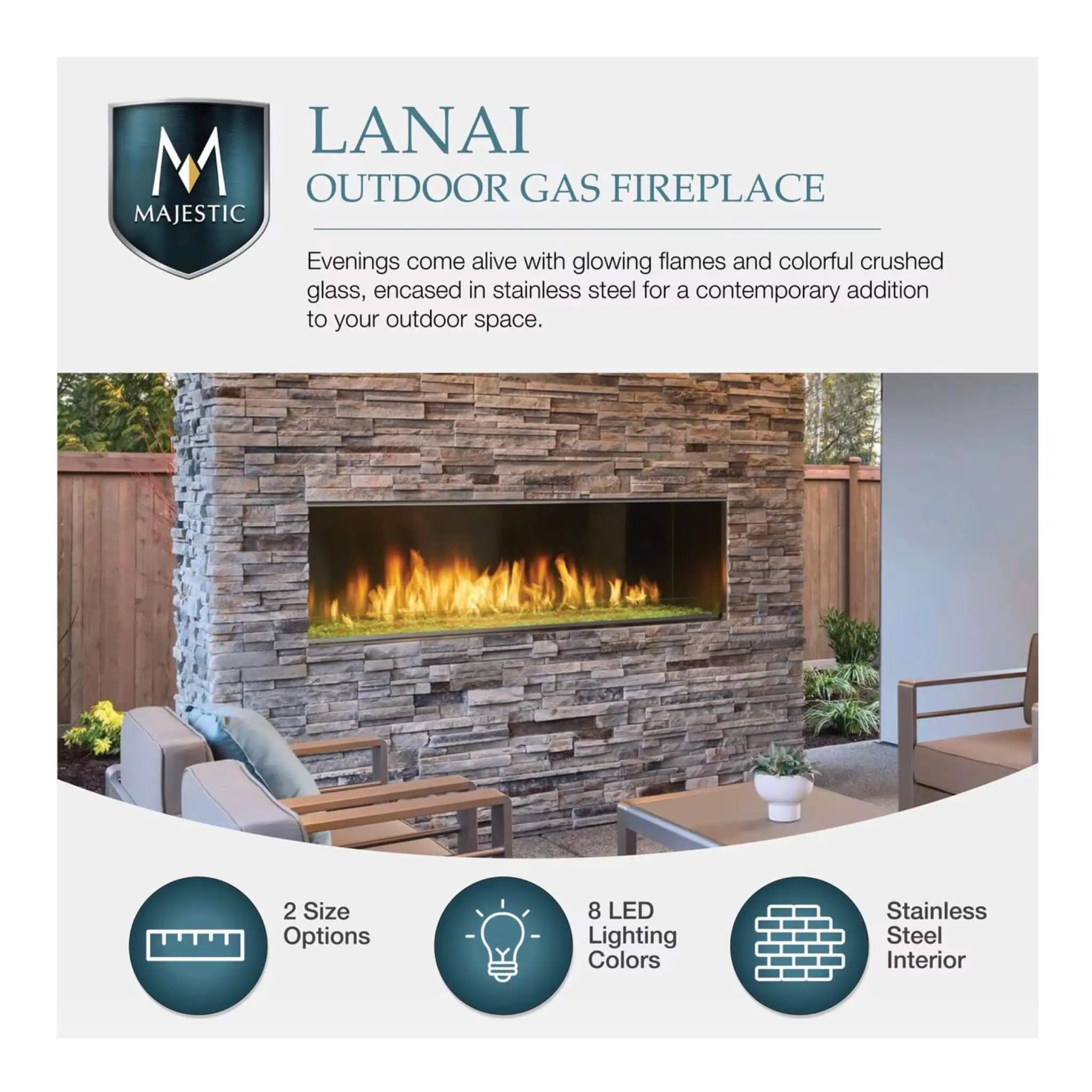 Majestic Lanai 60-Inch Single Sided Linear Outdoor Gas Fireplace [ODLANAIG-60] (SAK94821) by SAKSBY WHOLESALE