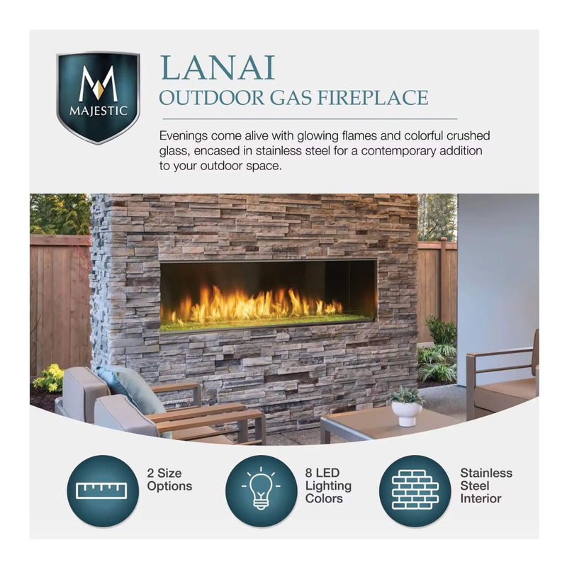Majestic Lanai 60-Inch Single Sided Linear Outdoor Gas Fireplace [ODLANAIG-60] (SAK94821) by SAKSBY WHOLESALE