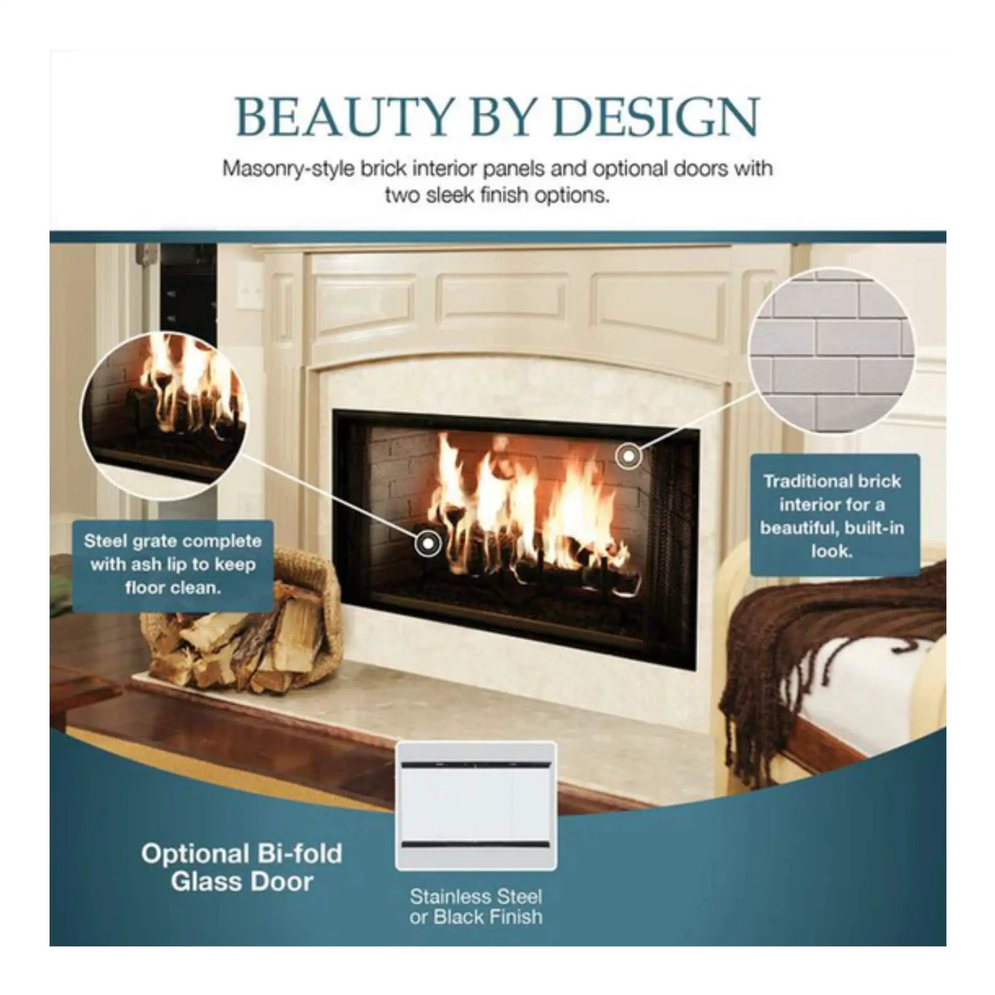 Majestic Royalton 42-Inch Wood-Burning Fireplace With Invisible Smoke Shield [BE42] (SAK14346) by SAKSBY WHOLESALE
