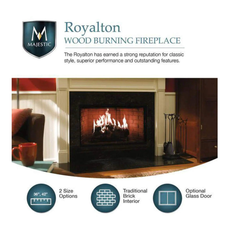 Majestic Royalton 42-Inch Wood-Burning Fireplace With Invisible Smoke Shield [BE42] (SAK14346) by SAKSBY WHOLESALE