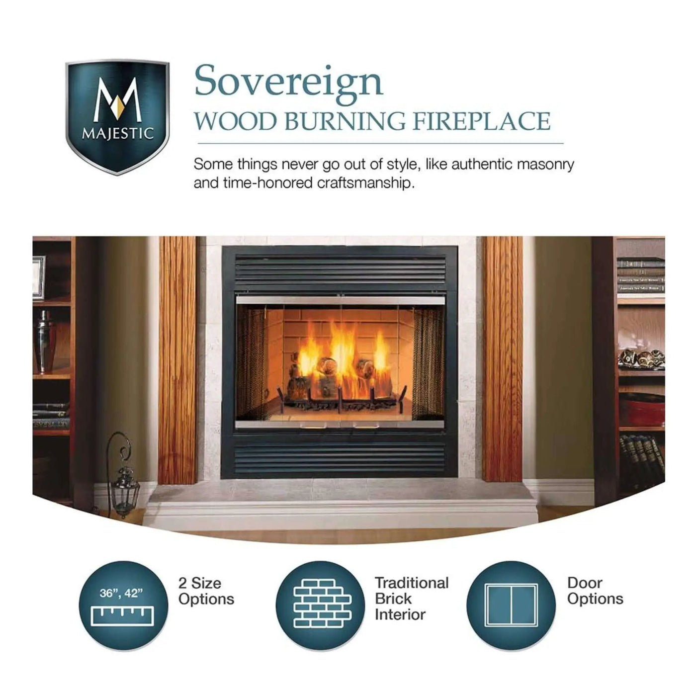 Majestic Sovereign 42-Inch Black Wood Burning Fireplace [SA42R/C] (SAK59347) by SAKSBY WHOLESALE