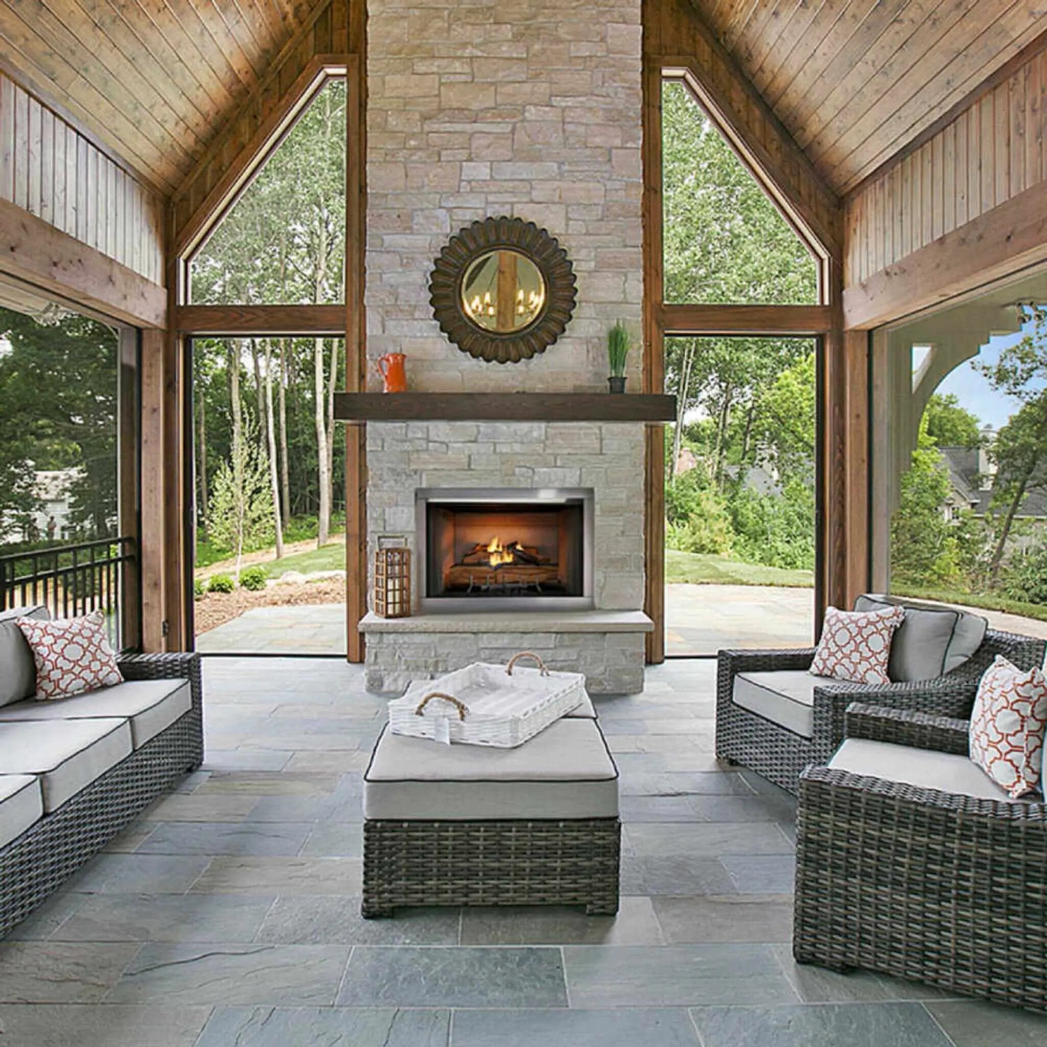 Majestic Vesper 42-Inch Traditional Concrete Refractory Outdoor Gas Fireplace [VOFB42-T] (SAK61435) by SAKSBY WHOLESALE