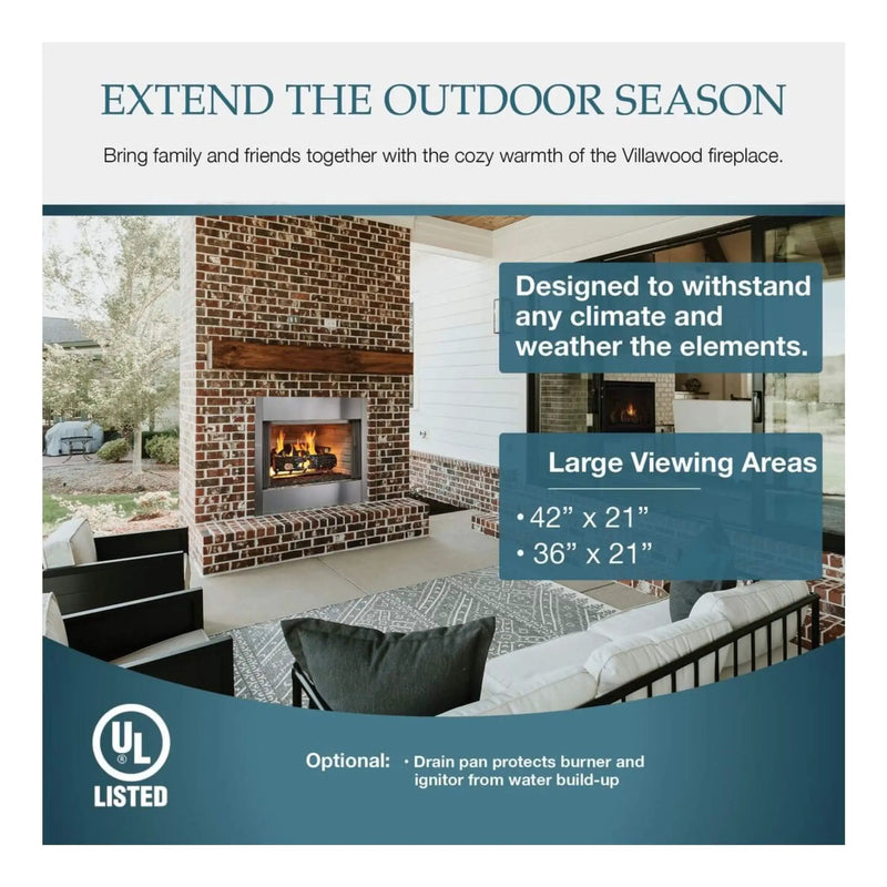 Majestic Villawood 42-Inch Traditional Refractory Outdoor Wood Burning Fireplace [ODVILLA-42T-B] (SAK14358) by SAKSBY WHOLESALE