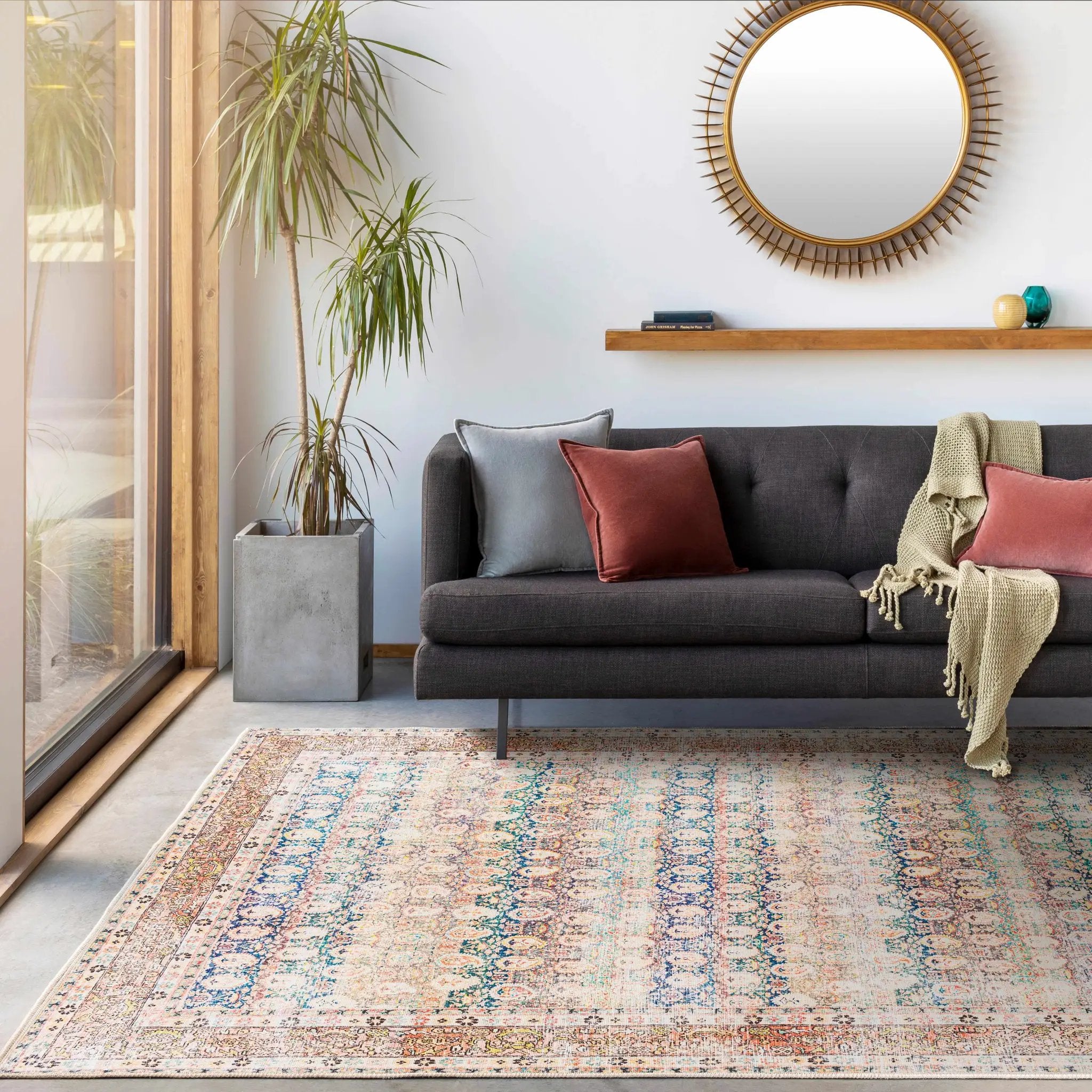 Maligaya Distressed Washable Rug - Clearance by Boutique Rugs