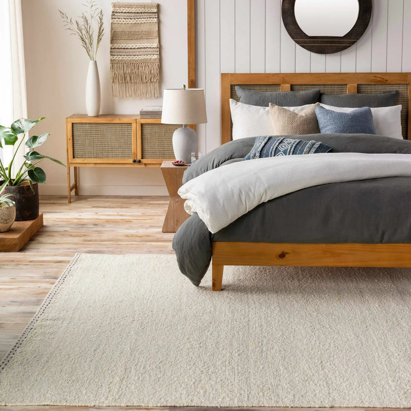 Yaniklar Cream Flat Woven Wool Rug by Boutique Rugs