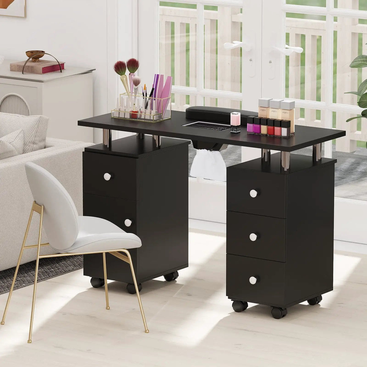 Manicure Table Nail Desk with Electric Dust Collector and 3 Dust Bags by DirectDeals