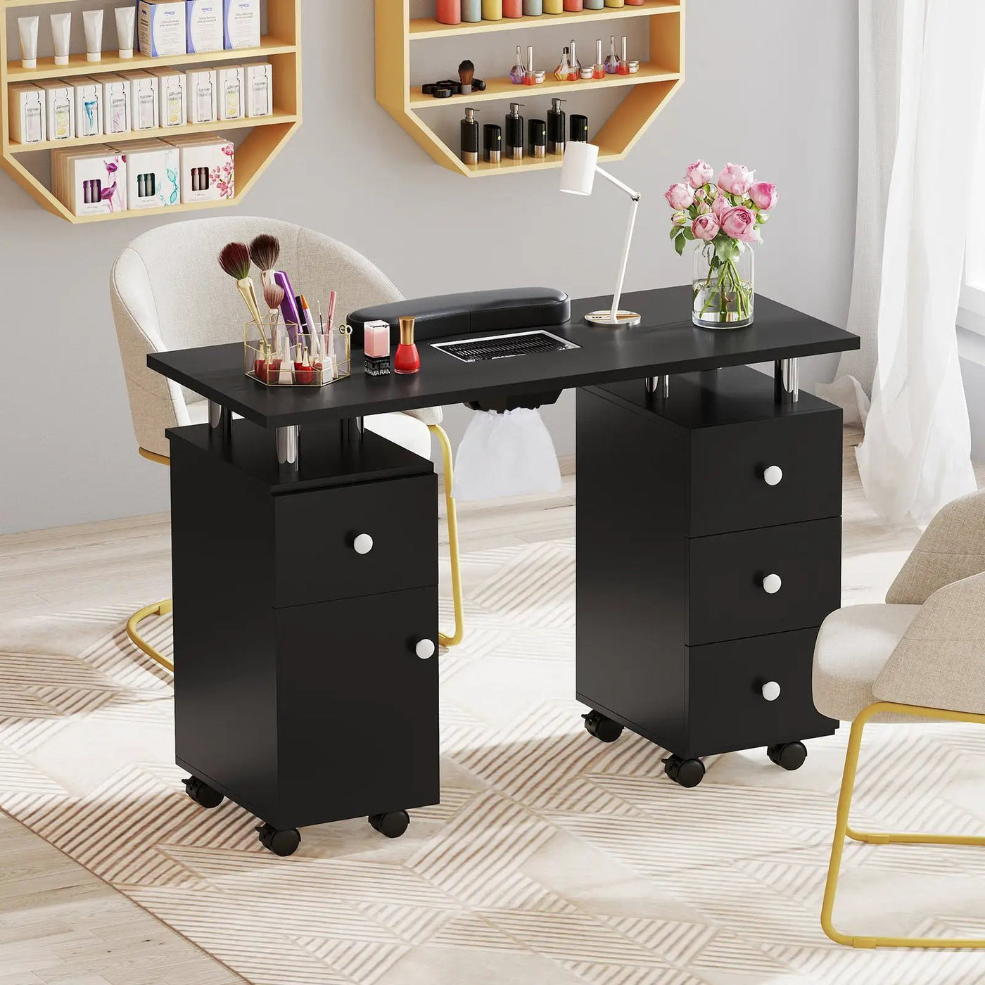 Manicure Table Nail Desk with Electric Dust Collector and 3 Dust Bags by DirectDeals