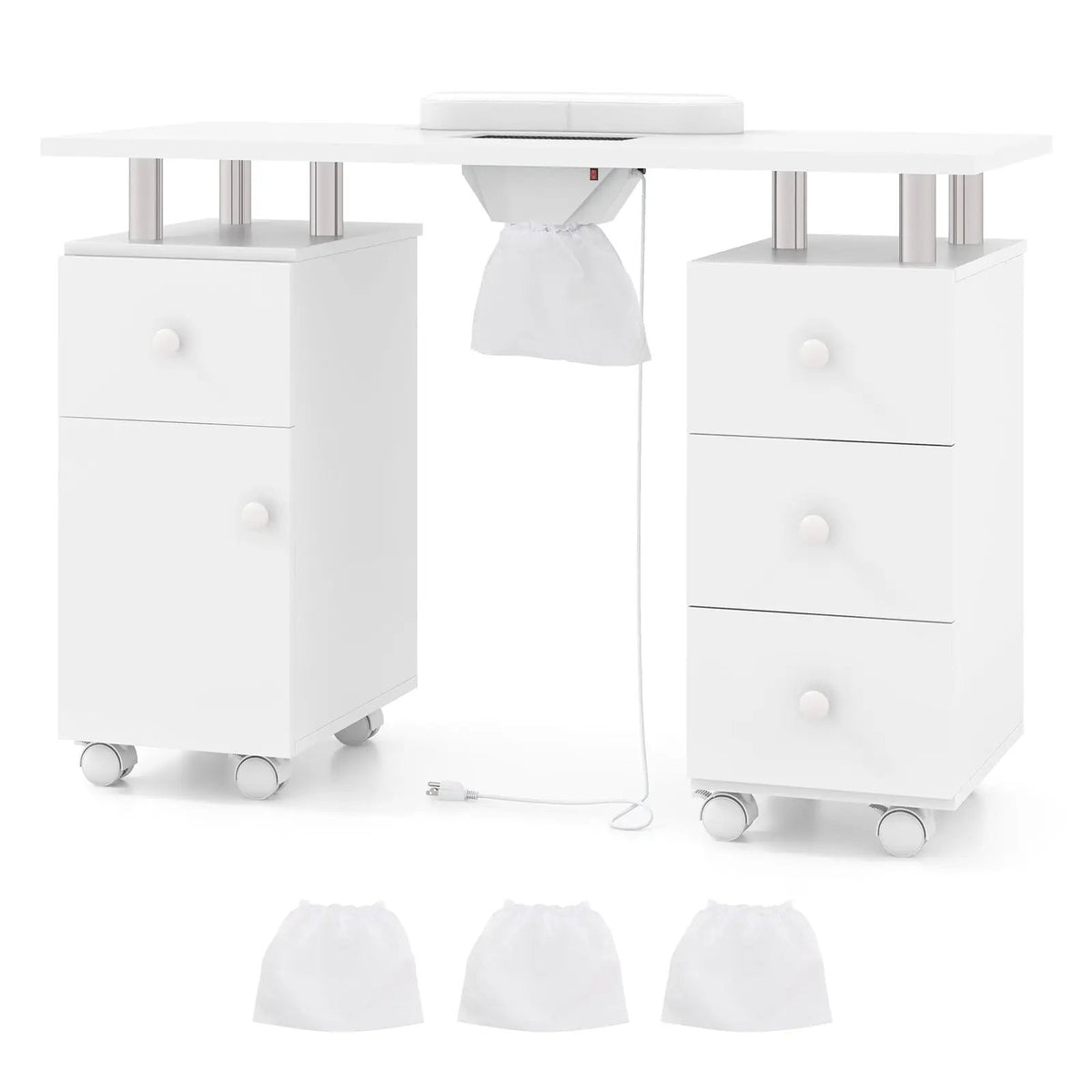 Manicure Table Nail Desk with Electric Dust Collector and 3 Dust Bags by DirectDeals