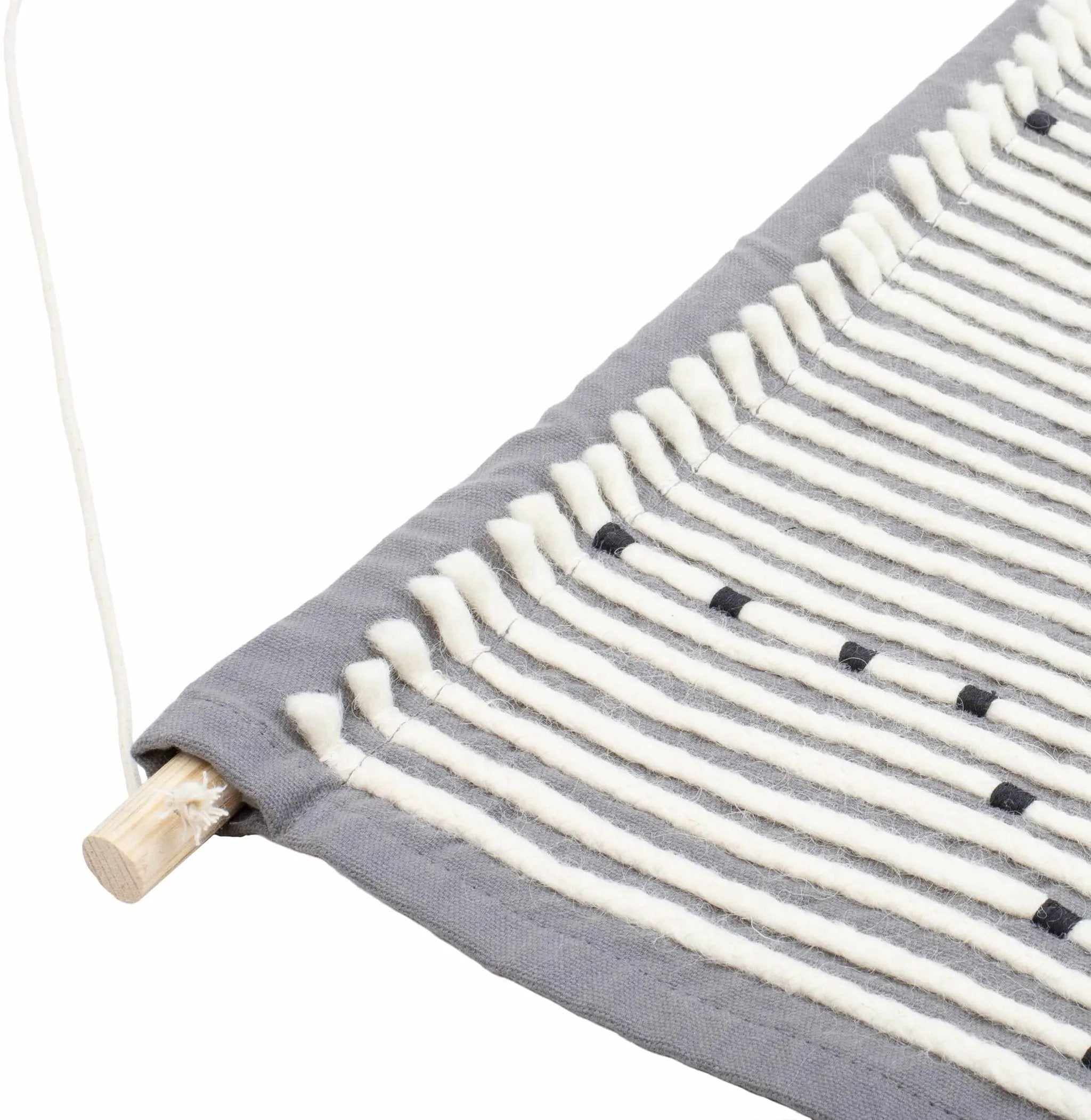 Mansura Gray and White Patterned Wall Hanging by Boutique Rugs