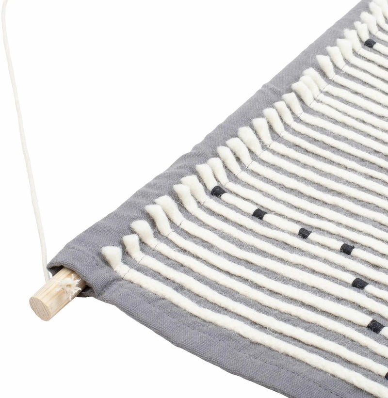 Mansura Gray and White Patterned Wall Hanging by Boutique Rugs