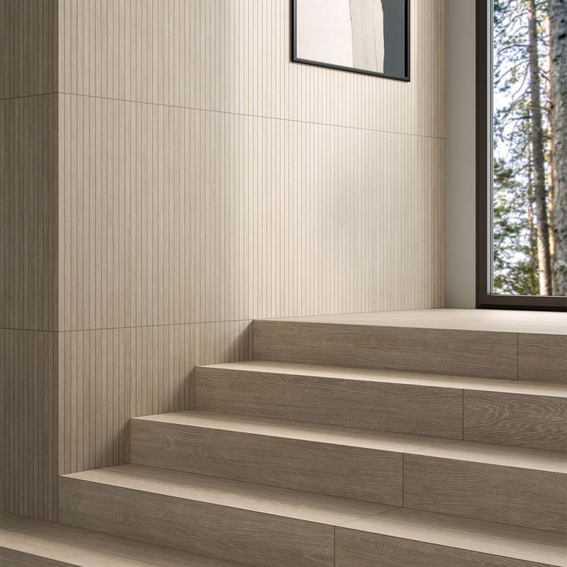 Areia Matte Groove Wood Look Porcelain Mosaics 8x40 Porcelain Matte 8x48 Mosaics — 2