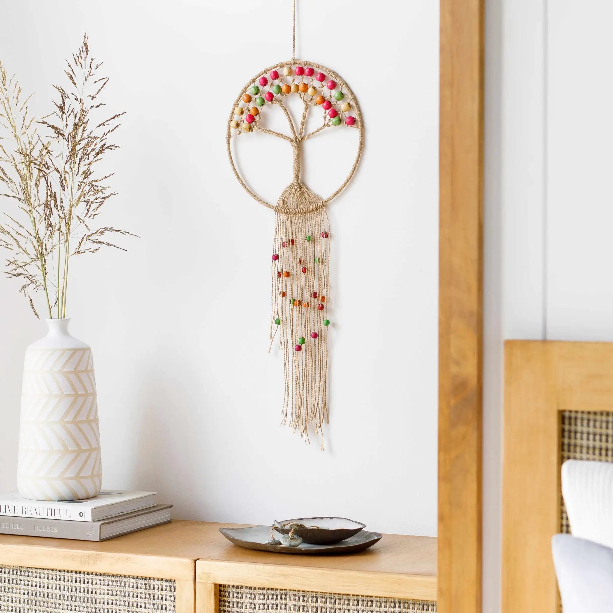 Mapua Colorful Beaded Macrame Wall Hanging Decor - Clearance by Boutique Rugs