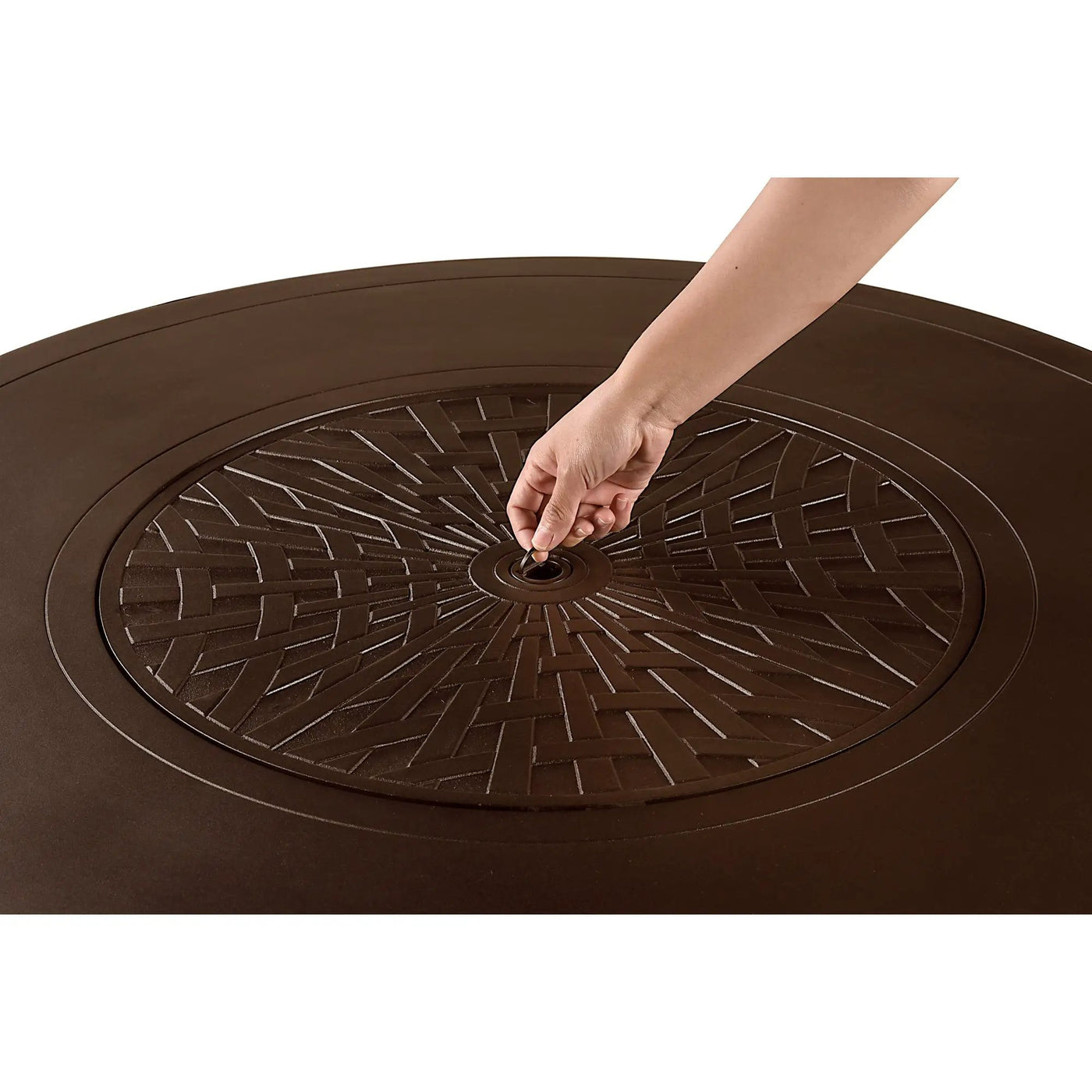 Aluminum 44-in Round Propane Fire Table with Beads, Covers and Lid by Sharicks
